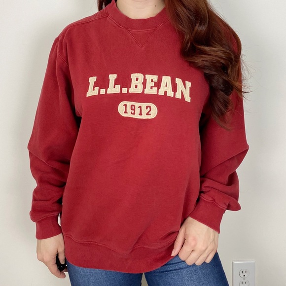 L.L. Bean Tops - LL BEAN Deep Red Cozy Crewneck Sweatshirt Medium